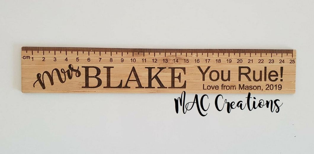 Personalised Bamboo Or Clear Acrylic Ruler - MAC Creations Laser Co.