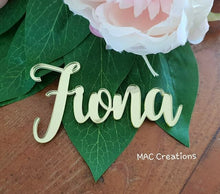 Load image into Gallery viewer, Wooden or Acrylic Place Names - Font 5 - MAC Creations Laser Co.
