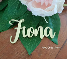 Load image into Gallery viewer, Wooden or Acrylic Place Names - Font 5 - MAC Creations Laser Co.