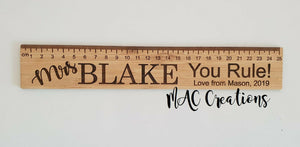 Personalised Bamboo Or Clear Acrylic Ruler - MAC Creations Laser Co.