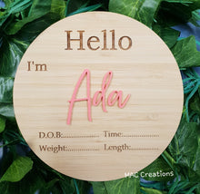 Load image into Gallery viewer, Personalised Birth Details Plaque - MAC Creations Laser Co.