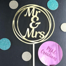 Load image into Gallery viewer, Mr &amp; Mrs Circles Cake Topper - MAC Creations Laser Co.