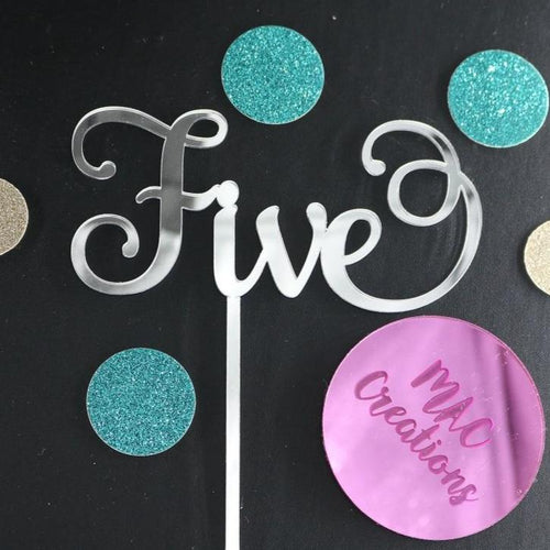 'Five' Cake Topper - MAC Creations Laser Co.