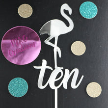Load image into Gallery viewer, Flamingo Cake Topper - Any Age - MAC Creations Laser Co.