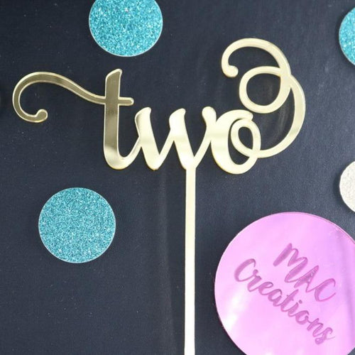 'Two' Cake Topper - MAC Creations Laser Co.