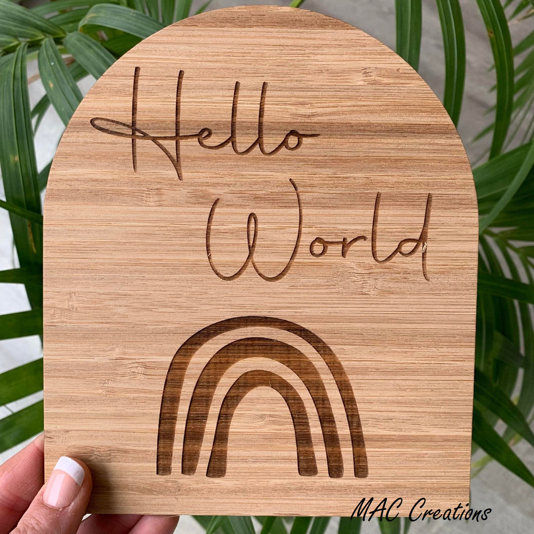 Hello World Arch Birth Announcement Plaque