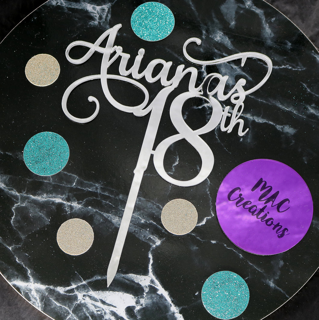 Swirly 'Name's Age' - Cake Topper