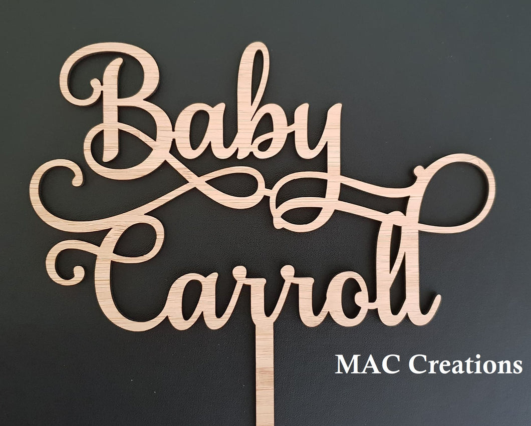 Swirly 'Baby Name' - Cake Topper