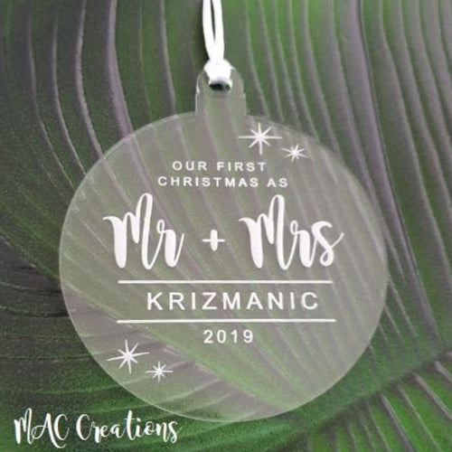 'Mr & Mrs' First Christmas Ornament - MAC Creations Laser Co.