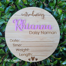 Load image into Gallery viewer, Personalised Birth Details Plaque