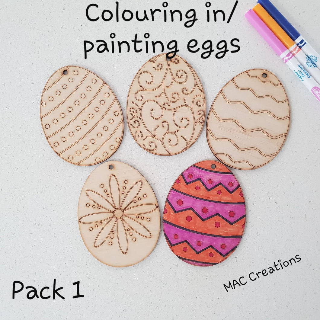 Colouring/Painting Wooden Easter Eggs - Pack 1 - MAC Creations Laser Co.