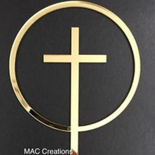 Load image into Gallery viewer, Cross in Circle Religious Cake Topper - MAC Creations Laser Co.