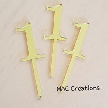 Load image into Gallery viewer, Number Cupcake Toppers - ANY AGE - set of 6 - MAC Creations Laser Co.