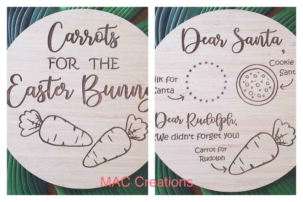 Double Sided Christmas/Easter Snack Plate - Round - MAC Creations Laser Co.