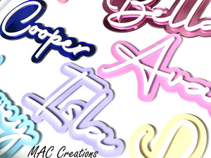 3D Double Layer Name Cut-Out - 18 FONT CHOICES