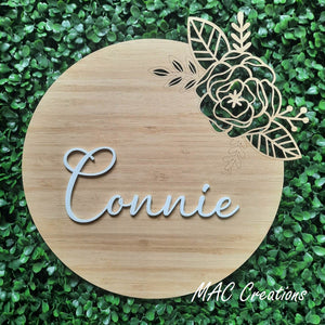 Round Flower Cut Out Name Plaque