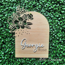Load image into Gallery viewer, Arch Flower Cut Out Name Plaque