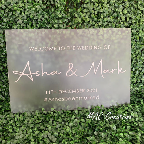 Engraved Welcome Sign - clear or frosted acrylic