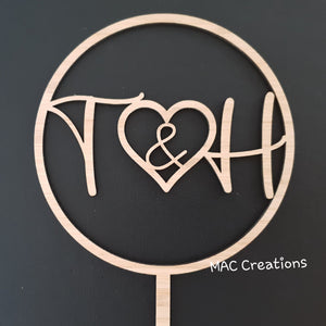 Initials Circle Cake Topper