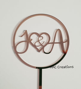 Initials Circle Cake Topper