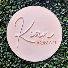 Load image into Gallery viewer, Light Wooden Name Plaque - Laser Cut Baby Announcement Plaque