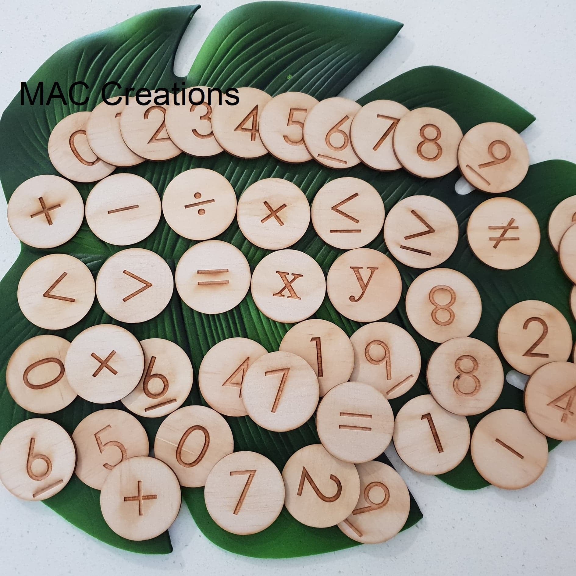 Number. Disk Math Problems Wooden Maths/Number Discs
