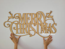 Load image into Gallery viewer, Merry Christmas Sign with Reindeer