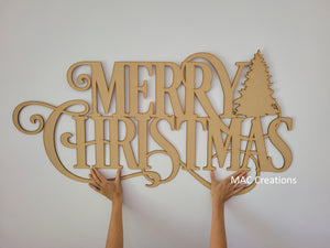 Merry Christmas Sign with Tree