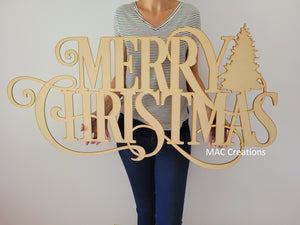 Merry Christmas Sign with Tree