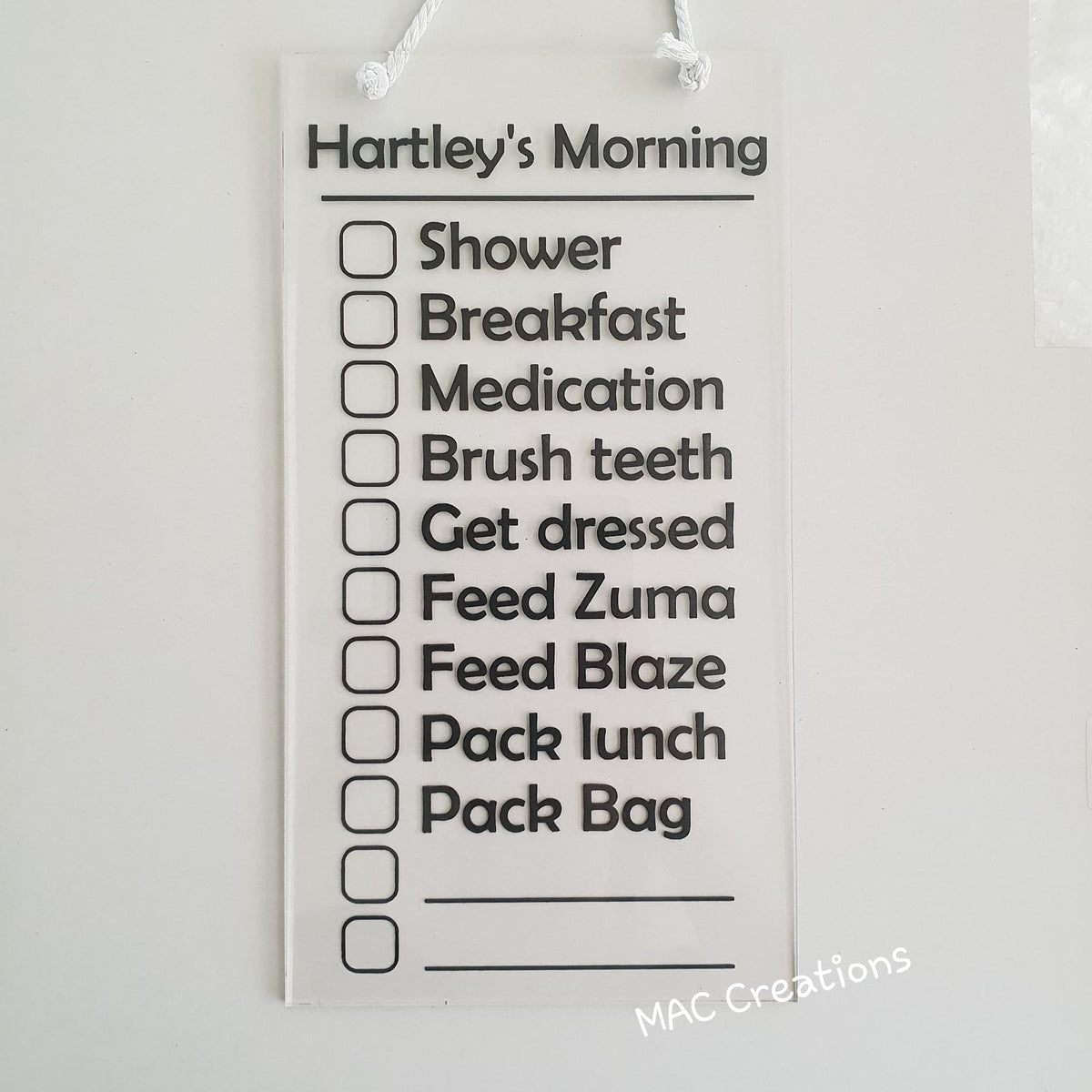 Fully Customised Routine Chart