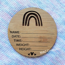 Load image into Gallery viewer, Rainbow Birth Details Plaque - MAC Creations Laser Co.