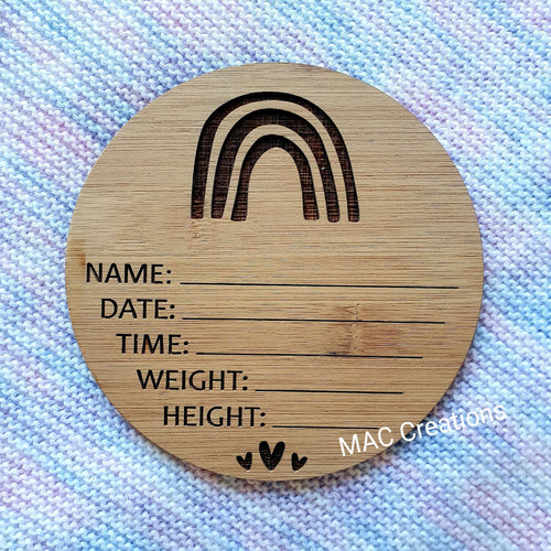 Rainbow Birth Details Plaque - MAC Creations Laser Co.