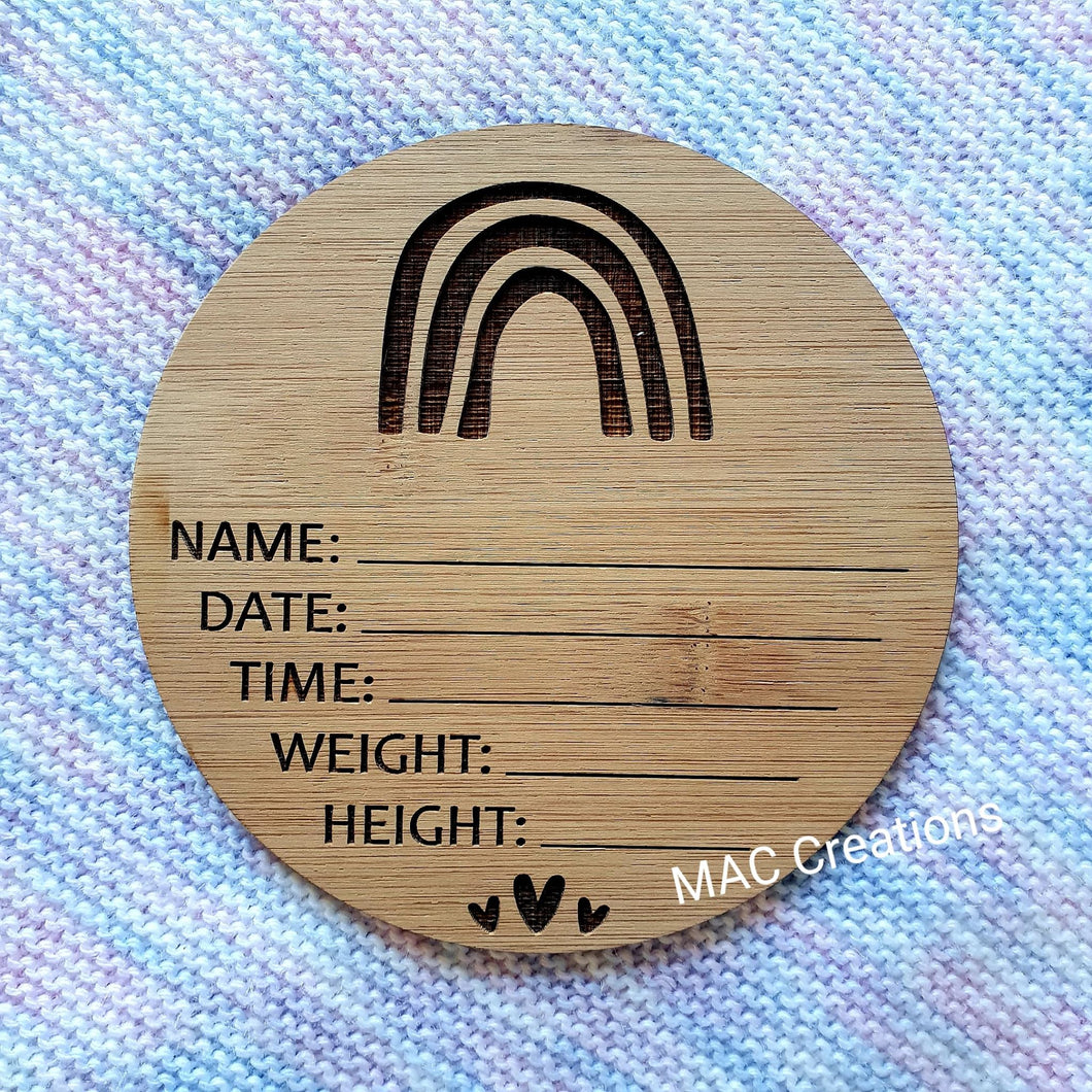 Rainbow Birth Details Plaque - MAC Creations Laser Co.