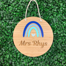 Load image into Gallery viewer, Rainbow Name Plaque - BLUE rainbow