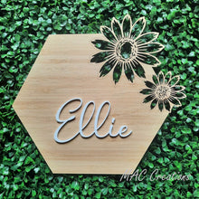 Load image into Gallery viewer, Round Flower Cut Out Name Plaque