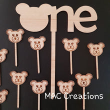 Load image into Gallery viewer, Teddy Bear&#39;s Picnic Cake Topper Set - Any Age - MAC Creations Laser Co.