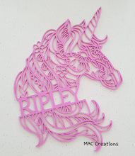Load image into Gallery viewer, Unicorn Mandala Name Plaque - MAC Creations Laser Co.