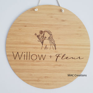 Wooden Business Flat Lay Disc or Mega Sign - MAC Creations Laser Co.