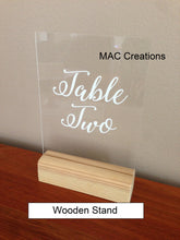 Load image into Gallery viewer, Engraved Acrylic Business Table/Freestanding Signage - MAC Creations Laser Co.