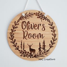 Woodland Deer - Name Plaque - Name Sign - MAC Creations Laser Co.