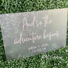 Load image into Gallery viewer, And so.... Engraved Welcome Sign - clear or frosted acrylic