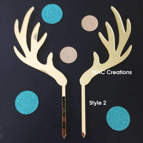 Antlers Cake Topper - Design 2 - MAC Creations Laser Co.