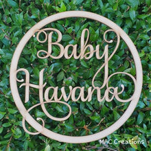 Load image into Gallery viewer, MDF Hoop - Baby &#39;Name&#39; - MAC Creations Laser Co.