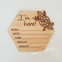 Load image into Gallery viewer, Hexagon Birth Details Plaque