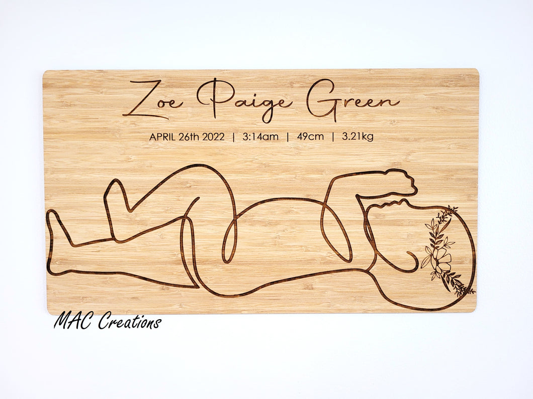 True-to-size Baby Birth Plaque