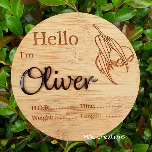 Personalised Birth Details Plaque - Gumnuts - MAC Creations Laser Co.