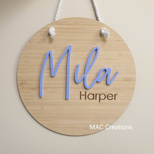 Load image into Gallery viewer, Bamboo Name Plaque - Laser Cut Baby Announcement Plaque