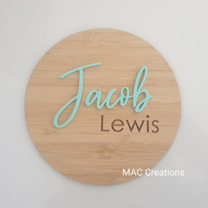 Bamboo Name Plaque - Laser Cut Baby Announcement Plaque