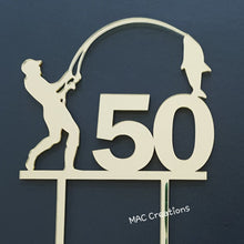 Load image into Gallery viewer, Fisherman Cake Topper - Any Age - MAC Creations Laser Co.