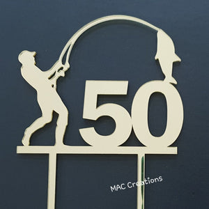 Fisherman Cake Topper - Any Age - MAC Creations Laser Co.